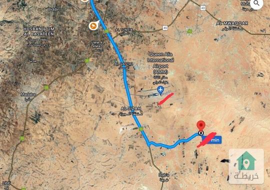 ارض جنوب عمان القنيطرة خلف مطار الملكة علياء 