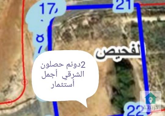 2دونم حصلون الشرقي موقع مميز أجمل أستثمار للبيع