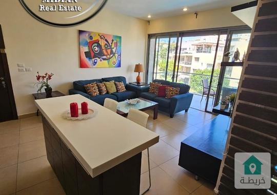 شقة مفروشة للايجار عبدون مساحة 90م طابق ثاني تشطيبات و ديكورات فندقية فرش فاخر اطلالة جميلة  