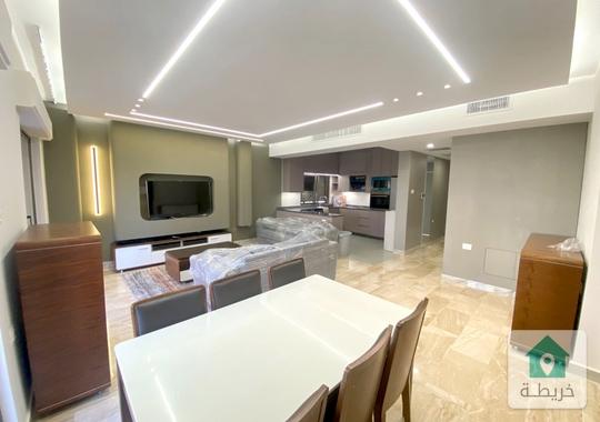 عبدون شقة فخمة للايجار مفروشة فرش جديد مساحة 130 متر طابق ثاني