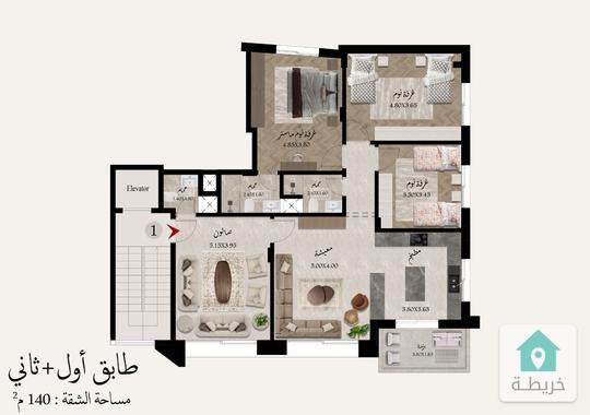 شقق مقابل عمان ويفز ضاحية الامير علي تشطيب فخم و منطقة راقية 