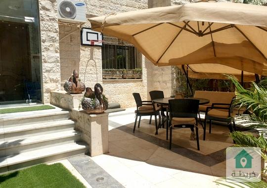 ام السماق شقة مفروشة ارضية مع حديقة ومدخل خاص للإيجار