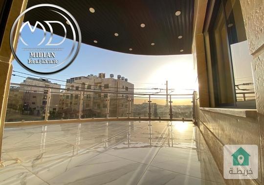 شقق دوبلكس جديدة طابق أخير مع روف للبيع تلاع العلي مساحات 185م  215م مع تراسات تشطيبات ديكورات فاخر