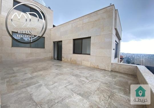 شقة جديدة للبيع خلدا العوجانية طابق ثالث مع روف مساحة 225م تشطيبات و ديكورات سوبر ديلوكس اطلالة 