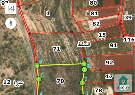 أرض زراعية للبيع في الطرازين الكبيرة ذات اطلالة غربية 