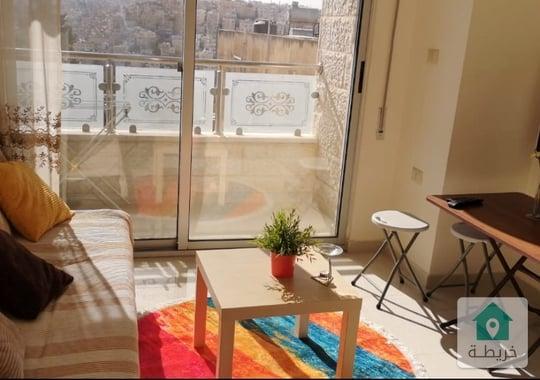 two bedroom apartment with balcony for rent  in jabal amman rainbowشقة غرفتين وصالة وبلكونة للايجار 